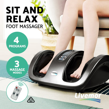 Livemor Foot Massager Shiatsu Massagers Electric Roller Kneading Calf Leg Grey