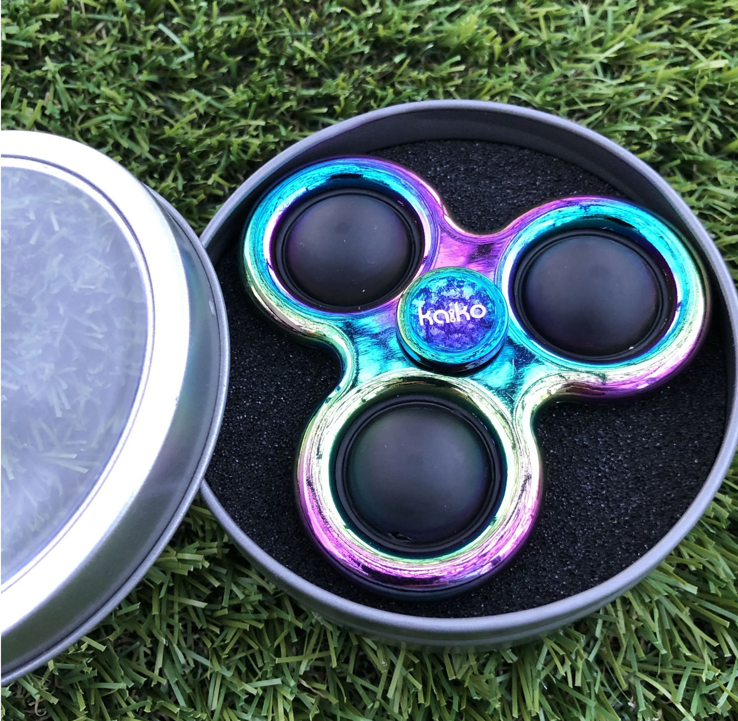 Oil Slick Pop It Metal Spinner