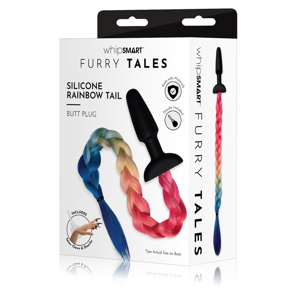 WhipSmart Furry Tales Silicone Rainbow Tail Butt Plug and Claws