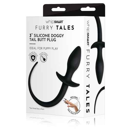 WhipSmart Furry Tales 3'' Silicone Doggy Tail Butt Plug & Claws