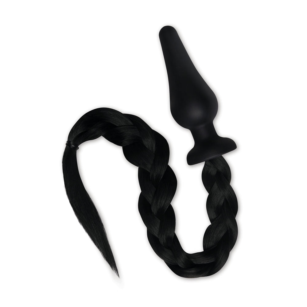 WhipSmart Furry Tails 4 Inch Silicone Pony Tail Butt Plug and Claws - Black