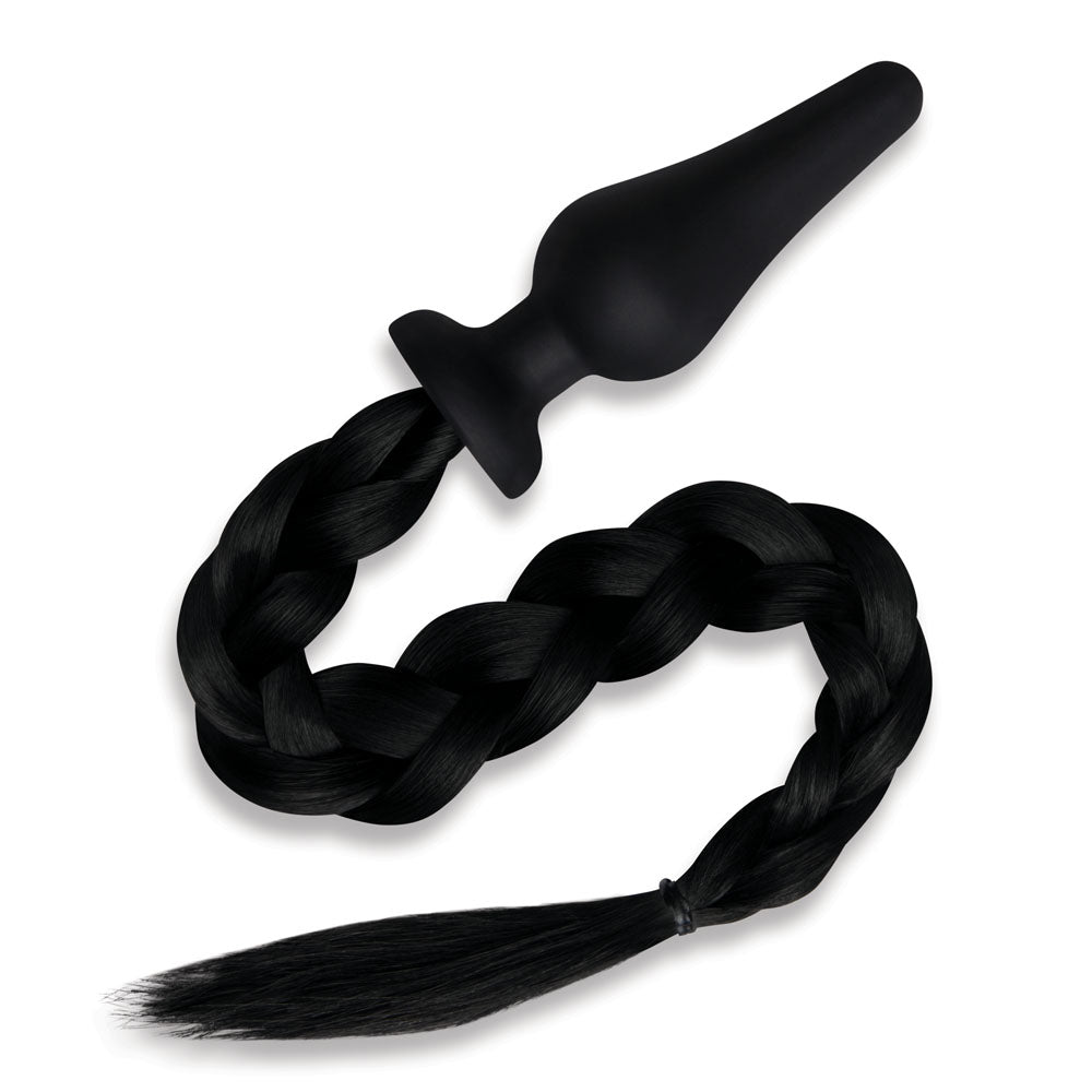 WhipSmart Furry Tails 4 Inch Silicone Pony Tail Butt Plug and Claws - Black