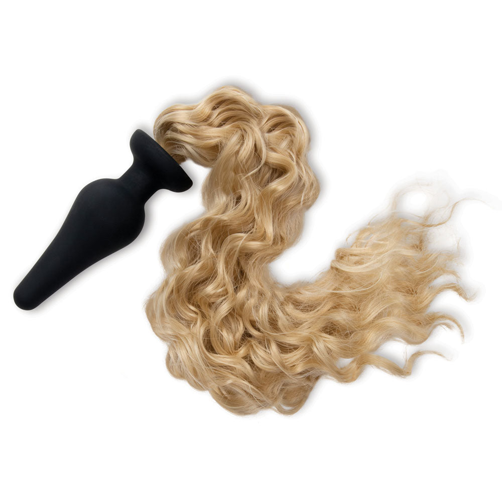 WhipSmart Furry Tails 4 Inch Silicone Pony Tail Butt Plug and Claws - Blonde