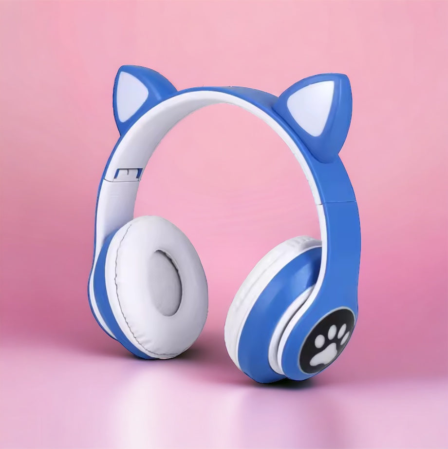 Wireless Earphone Headphones with Cat Ears with TF card slot