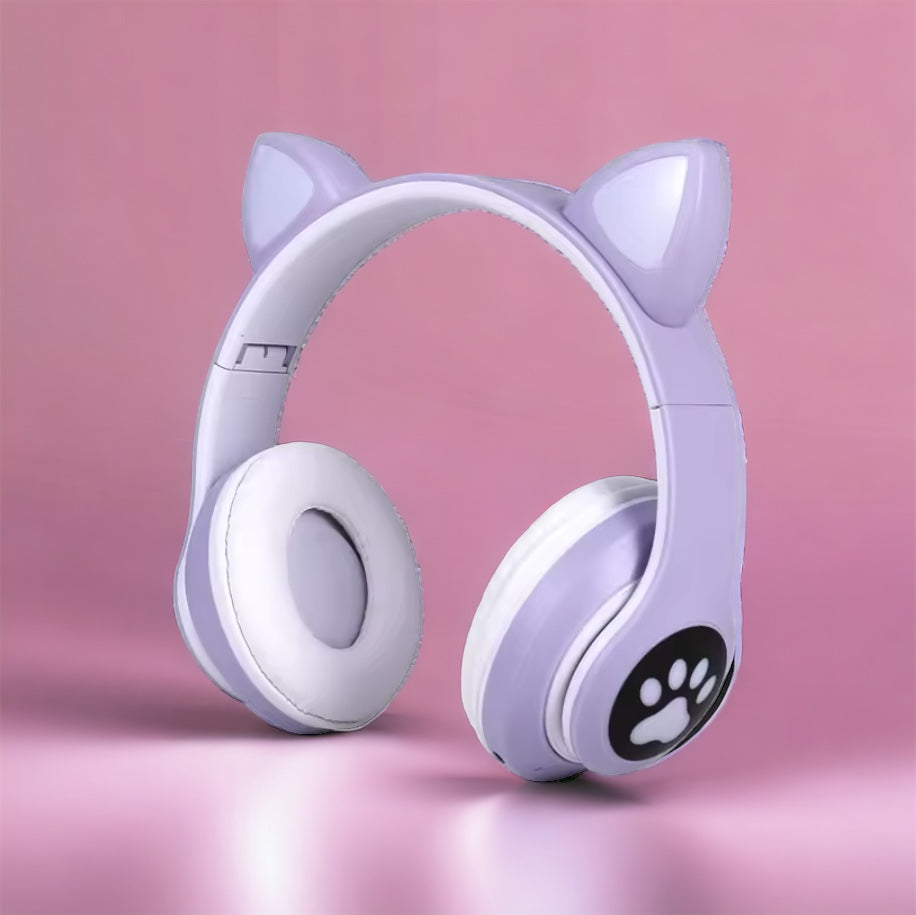 Wireless Earphone Headphones with Cat Ears with TF card slot