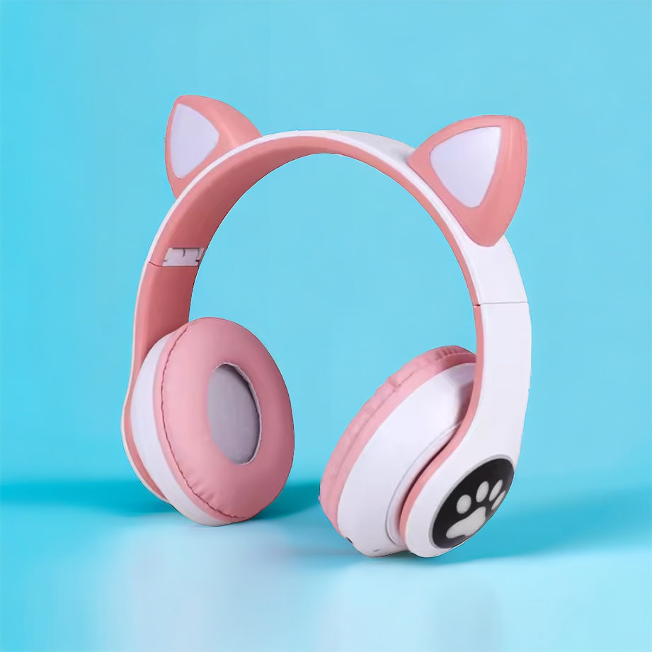 Wireless Earphone Headphones with Cat Ears with TF card slot