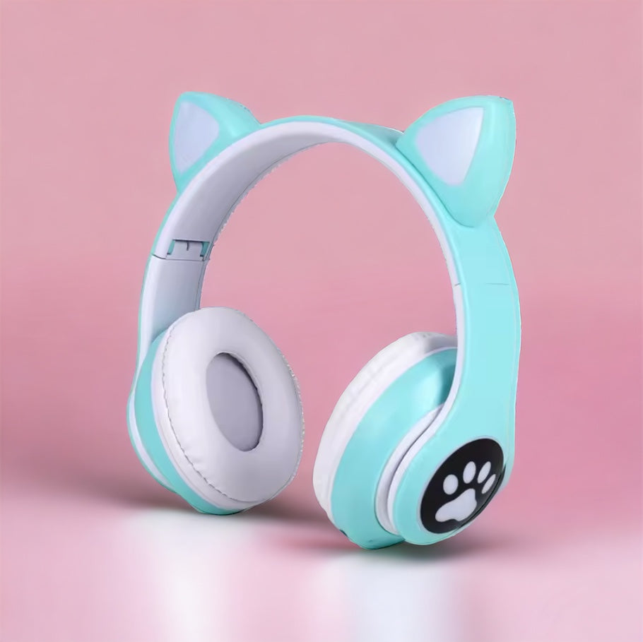 Wireless Earphone Headphones with Cat Ears with TF card slot